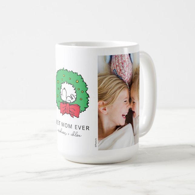Snoopy Christmas Wreath | Best Mum Photo Coffee Mug (Front Right)