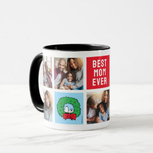 Snoopy Christmas Wreath   Mum Photo Collage Mug