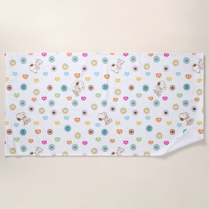 Snoopy Colourful Hearts Pattern Beach Towel