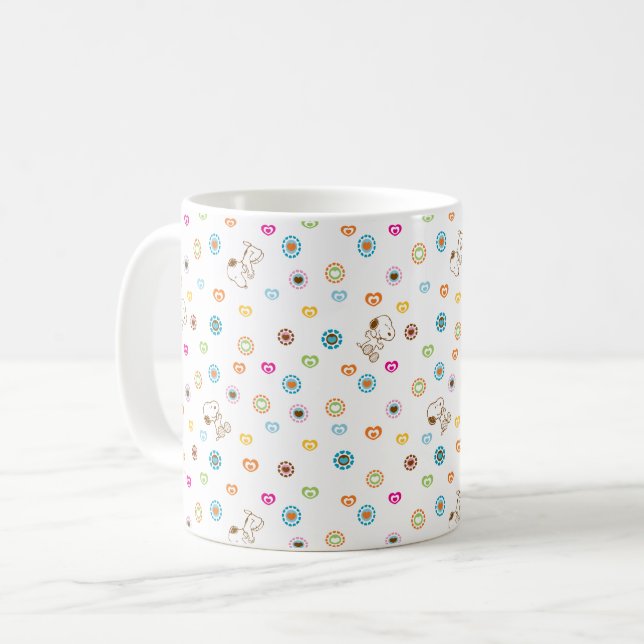 Snoopy Colourful Hearts Pattern Coffee Mug (Front Left)