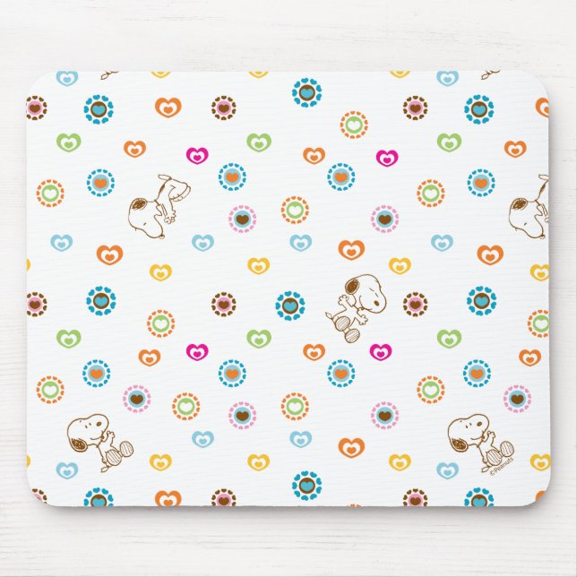 Snoopy Colourful Hearts Pattern Mouse Mat (Front)