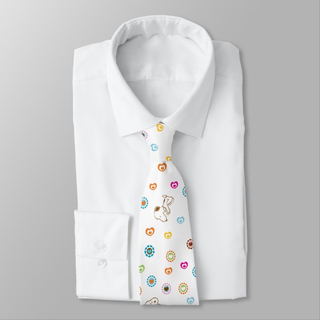Snoopy Colourful Hearts Pattern Tie (Tied)
