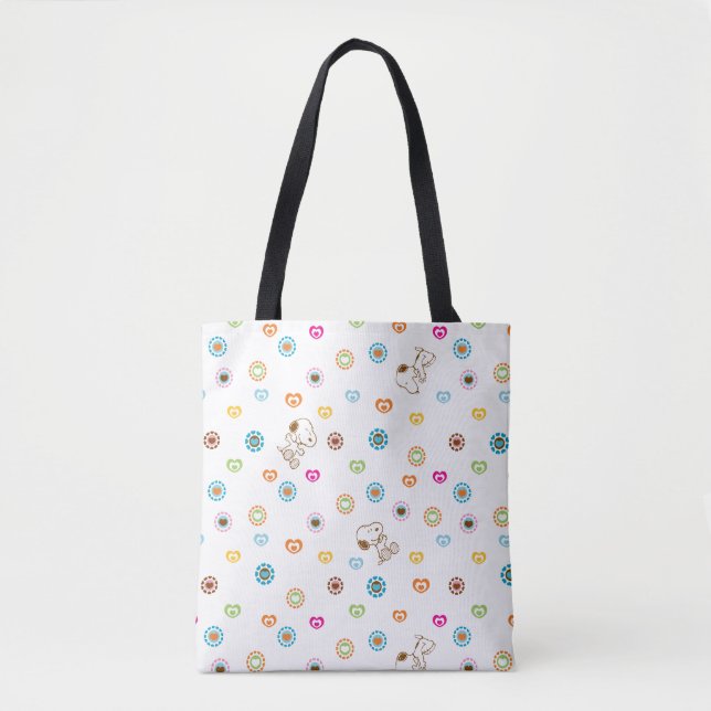 Snoopy Colourful Hearts Pattern Tote Bag (Front)