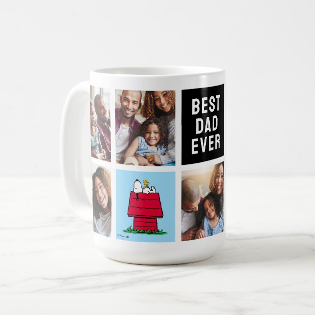 Snoopy Doghouse | Best Dad - Photo Collage Coffee Mug (Front Left)