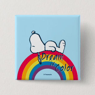 Snoopy   Dream in Colour Rainbow 15 Cm Square Badge