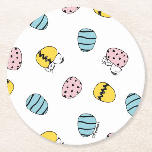 Snoopy Easter Egg Pattern Round Paper Coaster