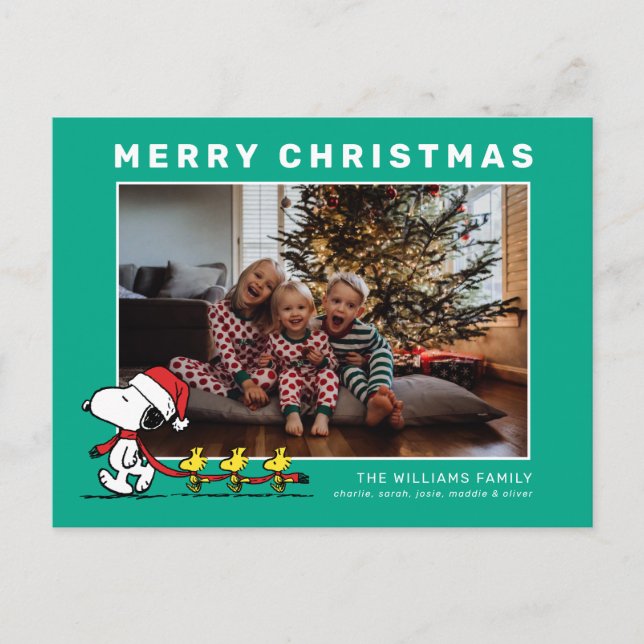 Snoopy & Friends Christmas Family Photo Holiday Postcard (Front)