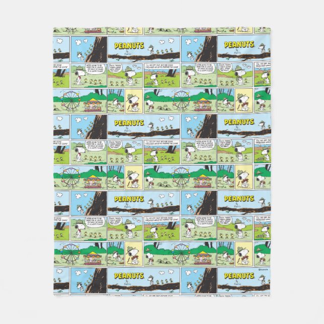 Snoopy & Friends | Go Camping Fleece Blanket (Front)