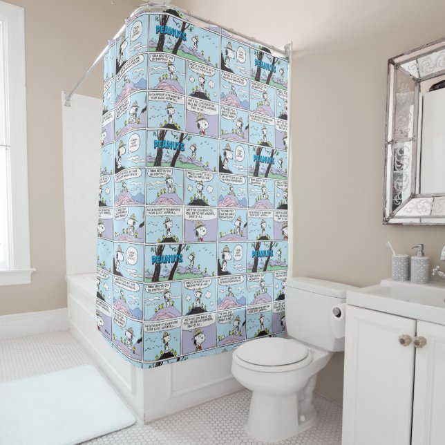 Snoopy & Friends | Go Hiking Shower Curtain (In Situ)