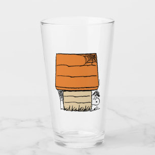 Snoopy Halloween Spider Web Doghouse Glass