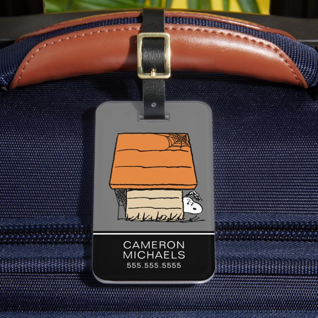 Snoopy Halloween Spider Web Doghouse Luggage Tag (Front Insitu 2)