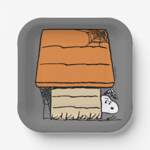 Snoopy Halloween Spider Web Doghouse Paper Plate