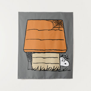 Snoopy Halloween Spider Web Doghouse Tapestry