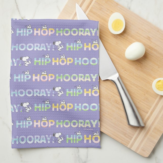 Snoopy Hip Hop Hooray Easter Tea Towel (Quarter Fold)
