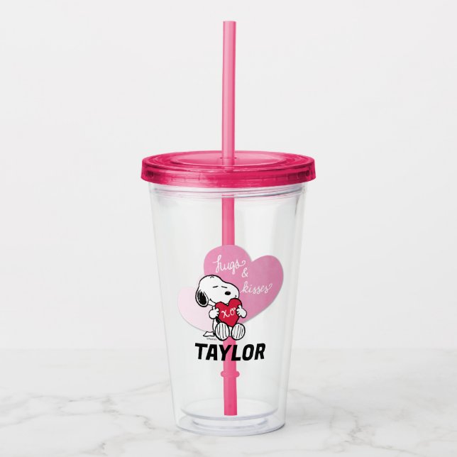 Snoopy Hugs & Kisses Acrylic Tumbler (Front)