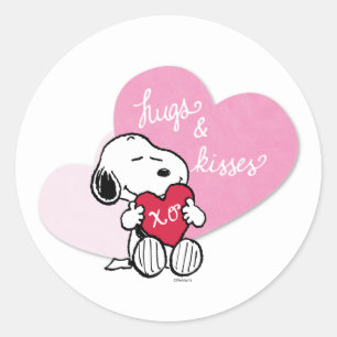 Snoopy Hugs & Kisses Classic Round Sticker