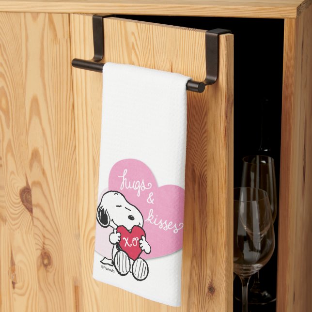 Snoopy Hugs & Kisses Tea Towel (Thirds Fold)