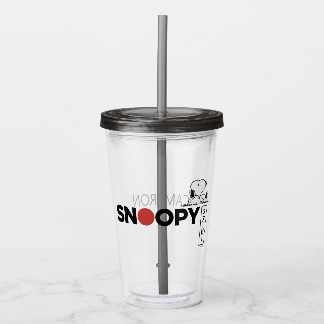 Snoopy Japanese Typography Graphic Acrylic Tumbler (Front)