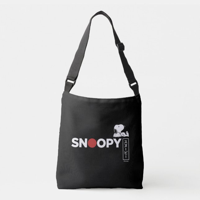 Snoopy Japanese Typography Graphic Crossbody Bag (Front)