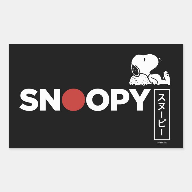Snoopy Japanese Typography Graphic Rectangular Sticker (Front)