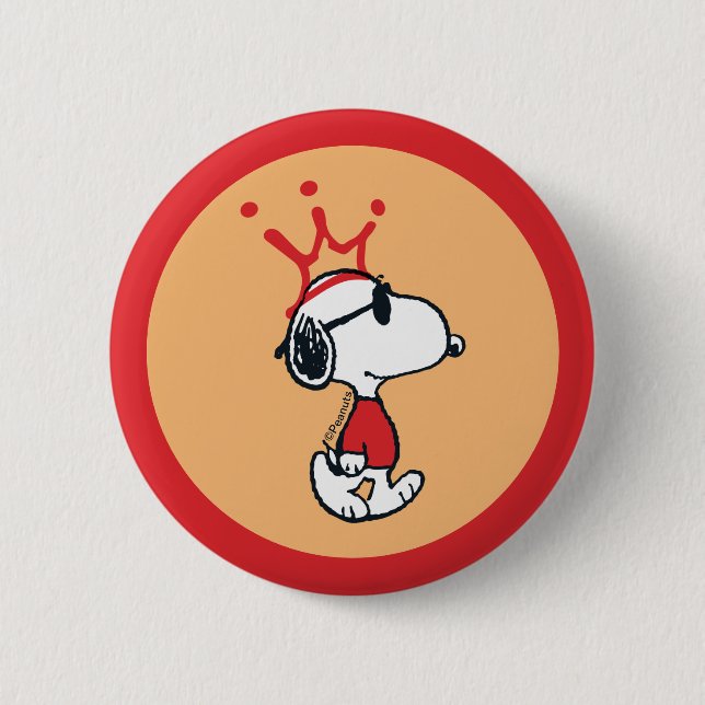Snoopy - Joe Cool Crown 6 Cm Round Badge (Front)