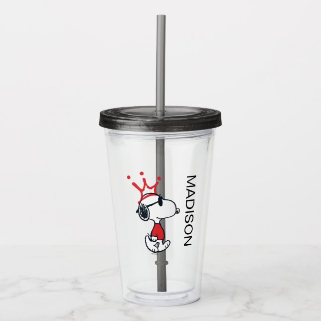 Snoopy - Joe Cool Crown | Add Your Name Acrylic Tumbler (Front)