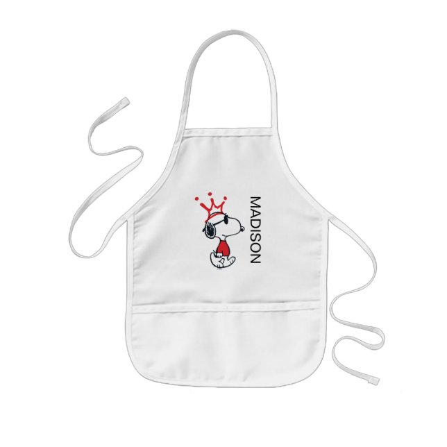 Snoopy - Joe Cool Crown | Add Your Name Kids Apron (Front)