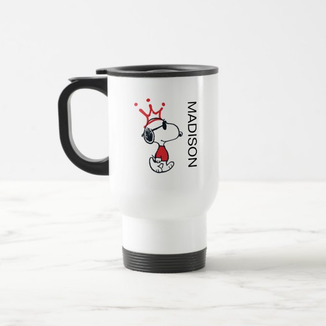 Snoopy - Joe Cool Crown | Add Your Name Travel Mug (Left)