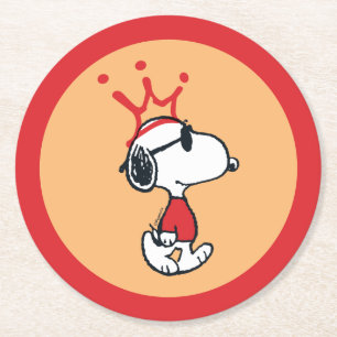 Snoopy - Joe Cool Crown Round Paper Coaster