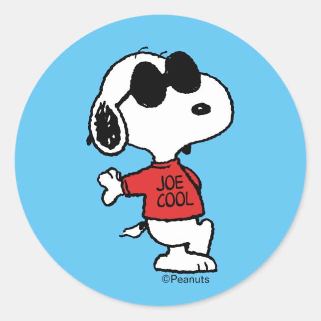 Snoopy "Joe Cool" Standing Classic Round Sticker (Front)