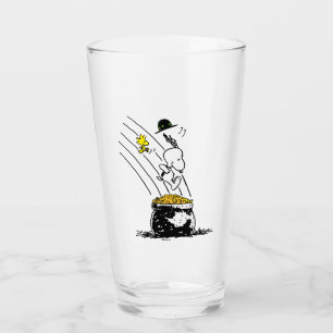 Snoopy Jumping into Pot of Gold Glass