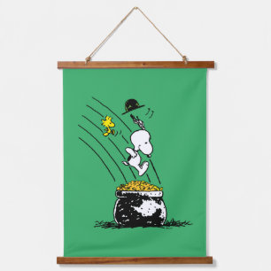 Snoopy Jumping into Pot of Gold Hanging Tapestry