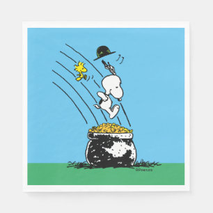 Snoopy Jumping into Pot of Gold Napkin