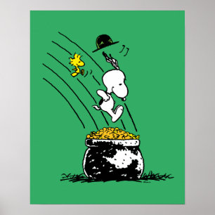 Snoopy Jumping into Pot of Gold Poster
