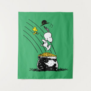Snoopy Jumping into Pot of Gold Tapestry