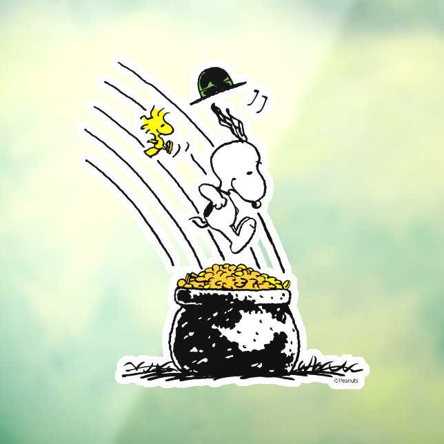 Snoopy Jumping into Pot of Gold Window Cling (Sheet 3)