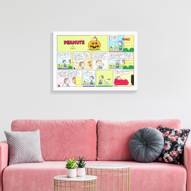 Snoopy & Linus | The Great Pumpkin News Canvas Print (Insitu(LivingRoom))