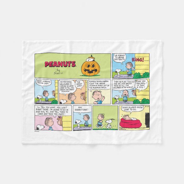 Snoopy & Linus | The Great Pumpkin News Fleece Blanket (Front (Horizontal))