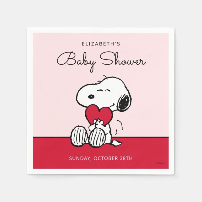 Snoopy | Little Sweetheart Baby Shower Napkin (Front)