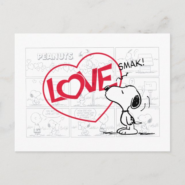 Snoopy "Love" Comic Strip Graphic Postcard (Front)