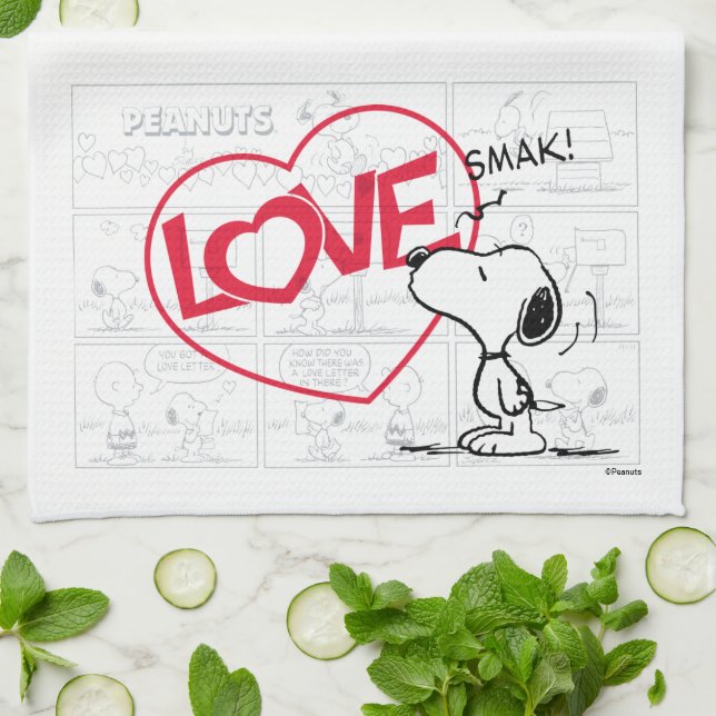 Snoopy "Love" Comic Strip Graphic Tea Towel (Folded)