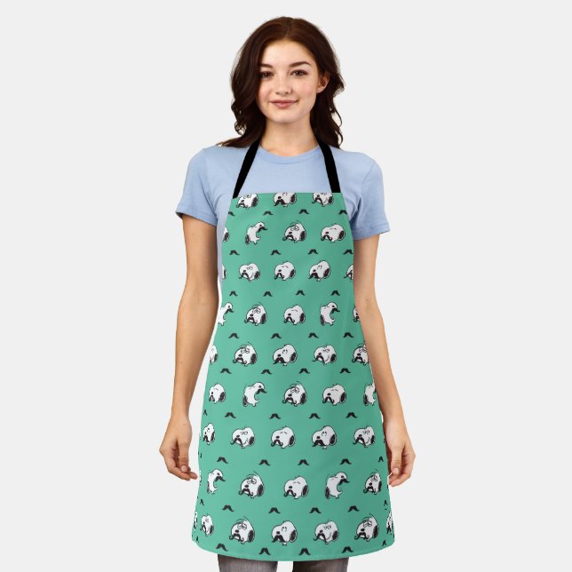 Snoopy Moustaches & Teal Pattern Apron (Worn)