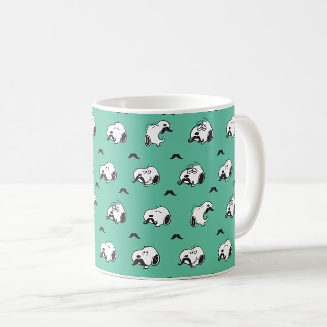 Snoopy Moustaches & Teal Pattern Coffee Mug (Front Right)