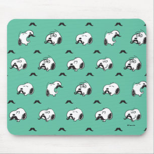 Snoopy Moustaches & Teal Pattern Mouse Mat