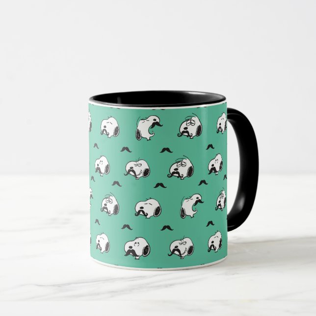 Snoopy Moustaches & Teal Pattern Mug (Front Right)