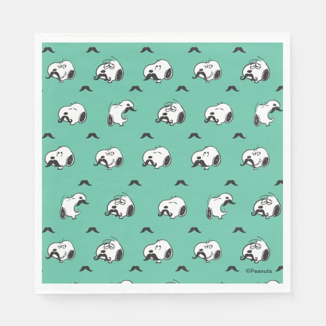 Snoopy Moustaches & Teal Pattern Napkin (Front)