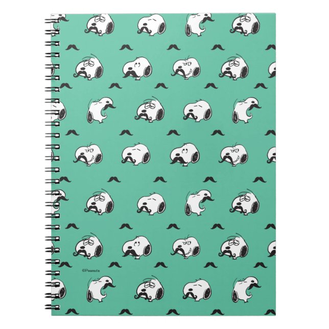 Snoopy Moustaches & Teal Pattern Notebook (Front)