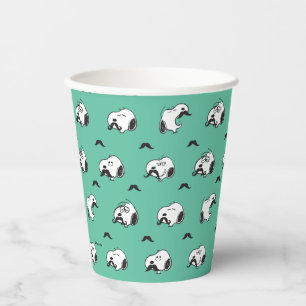 Snoopy Moustaches & Teal Pattern Paper Cups