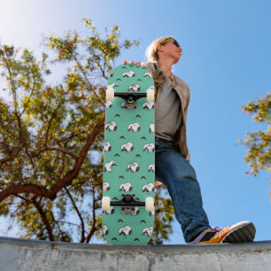 Snoopy Moustaches & Teal Pattern Skateboard