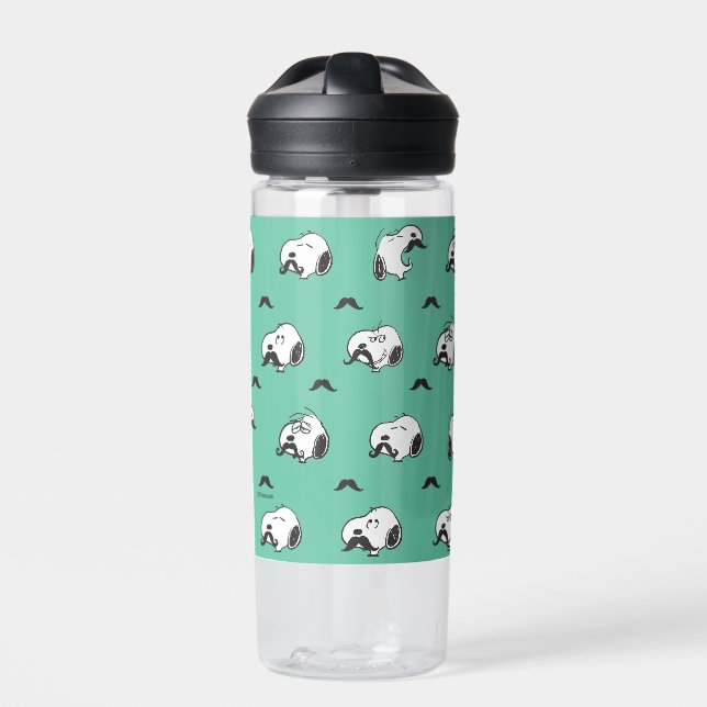 Snoopy Moustaches & Teal Pattern Water Bottle (Front)